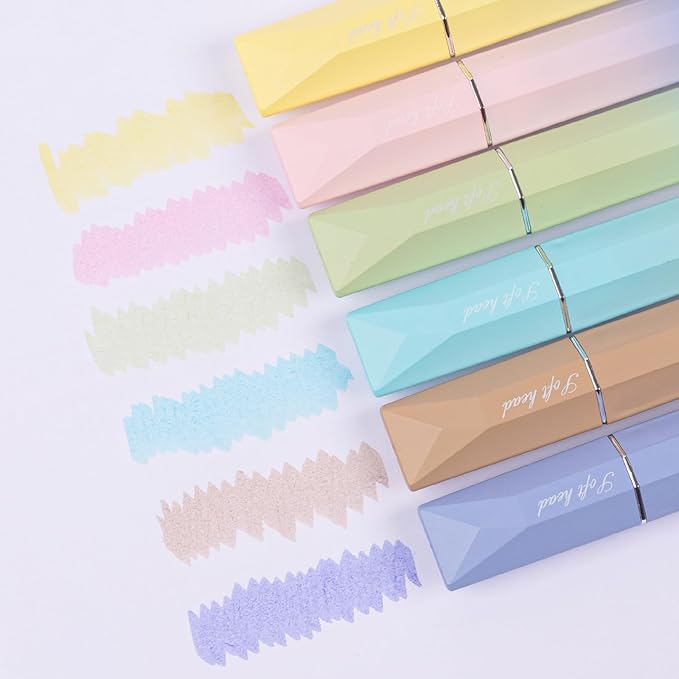 COLNK Pastel Highlighter Set, 6 pcs Aesthetic Highlighters Assorted Colors,Chisel Tip, Cute Highlighter Color Pens for Color Coding,No Bleed, Pastel Ink A