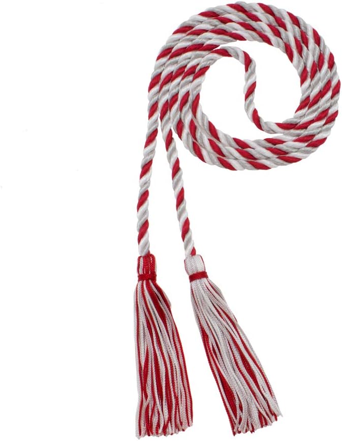 Tassel Depot Graduation Honor Cord - RED/Gray/White - Every School Color Available - Made in USA