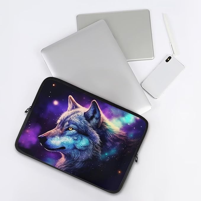 Wolf Printed Laptop Briefcase for Women Men, Waterproof Laptop Case Bag Laptop Case for 10 Inch, Lightweight Computer Carrying Cover with Zipper for Office Business Traveling