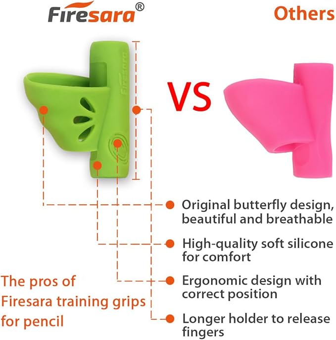 Firesara Left-Handed Training Grips, Original Butterfly Pencil Holder Correction Writing Aid Grip for Kids Handwriting Special Needs Preschoolers Children Adult Lefties Assorted Colors (4PCS)