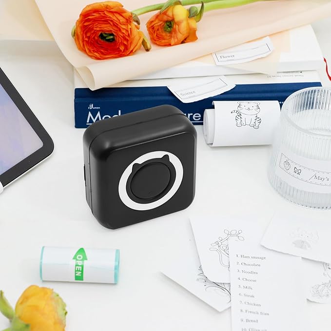 5 Rolls of Thermal Adhesive Sticker Paper by KozyOne, 57 x 25 mm Coreless Inkless Black and White Print Paper for Mini Thermal Printer, Cash Register, POS Receipt and More