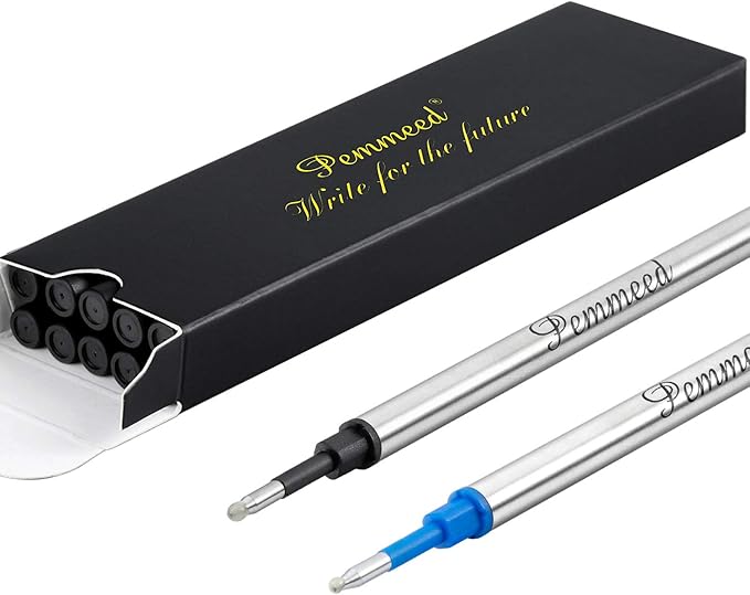 Rollerball Pen Refills Work for Original for G5/G6/G8 Pens, Pen Refills, Gel Ink Metal Standard Size Fine Point 0.7mm(5black +5blue) (Pack of 10)