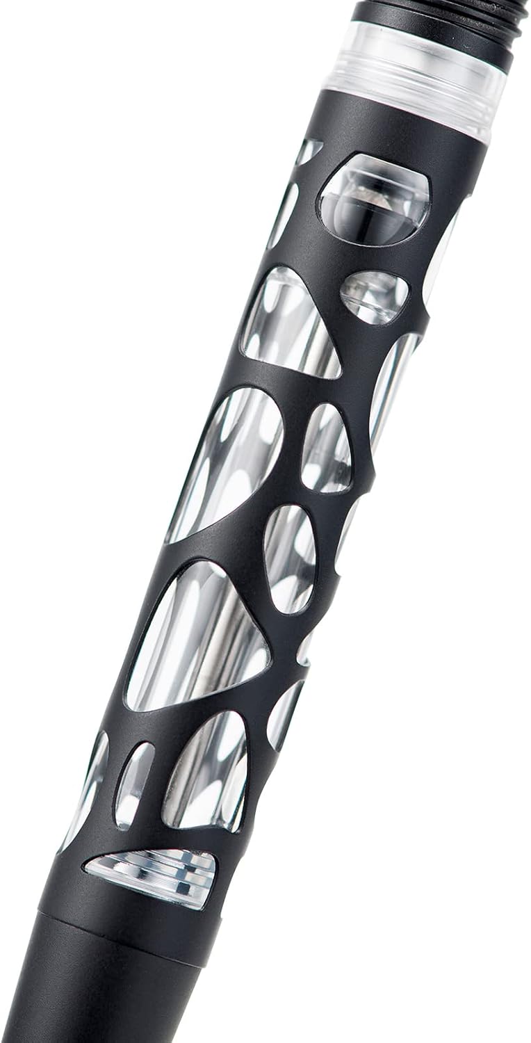 Asvine V169 Vacuum Filling Fountain Pen, Matte Black Water Drop Skeleton Transparent Acrylic Pen, Black Medium Nib Office Pen with Case Set