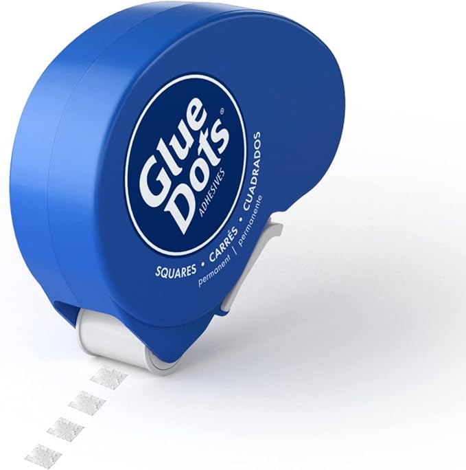Glue Dots, Glue Squares Dot N' Go Dispenser, Double-Sided, 3/16", 450 Dots, Permanent, DIY Craft Glue Tape, Sticky Adhesive Glue Points, Liquid Hot Glue Alternative, Clear