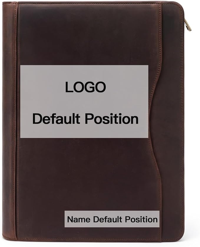 YIWEN Handmade Crazy-Horse Leather 3 Ring Binder Portfolio Padfolio Folder with Zipper for Men and Women, Business Organizer for Letter A4 Size for Meeting and Travel (Custom Engraved, Dark Brown)