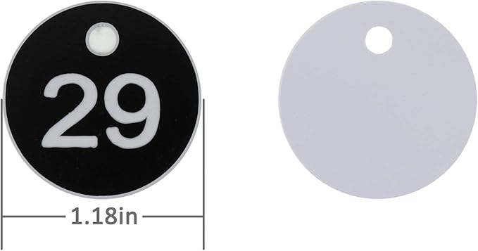 StayMax Plastic ID Number Tags Engraved Tags Key Tags Without Key Rings (Black, 501-1000)