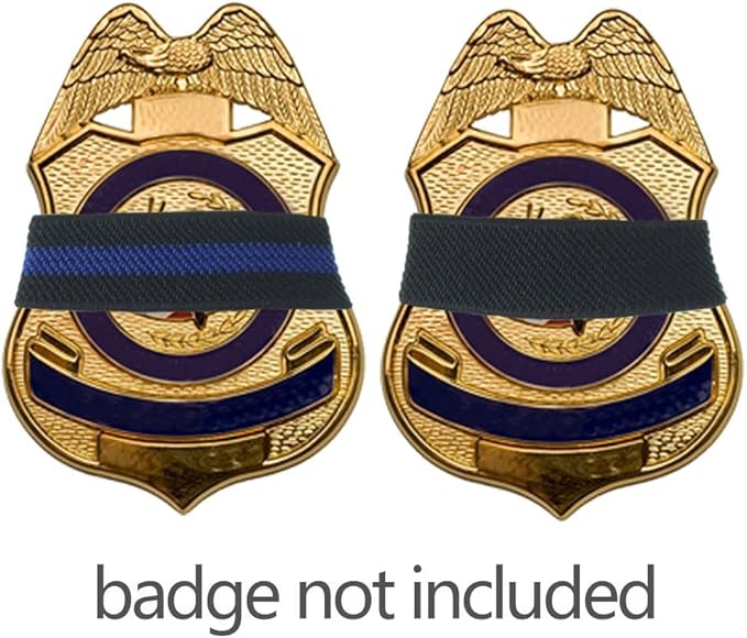 CREATRILL 40 Pack Police Mourning Band Stripe Police Officer Badge Shield Funeral Honor Guard Straps for Badge Size of 2.4" to 4", 2 Styles(20 Pack Black + 20 Pack Thin Blue Line)
