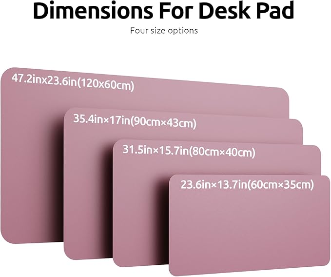 YSAGi Leather Desk Protector, Office Mat, Large Mouse Mat, Non-Slip PU Leather Blotter, Laptop Pad, Waterproof Writing Pad for Office and Home (Pale Mauve, 31.5" x 15.8")