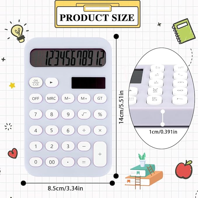 Small Calculator Basic Calculator Cute School Supplies for Girls Purple Desk Accessories Kids Calculator Desktop Calculator Pocket Calculator Office Desk Accessories Solar Calculator Small
