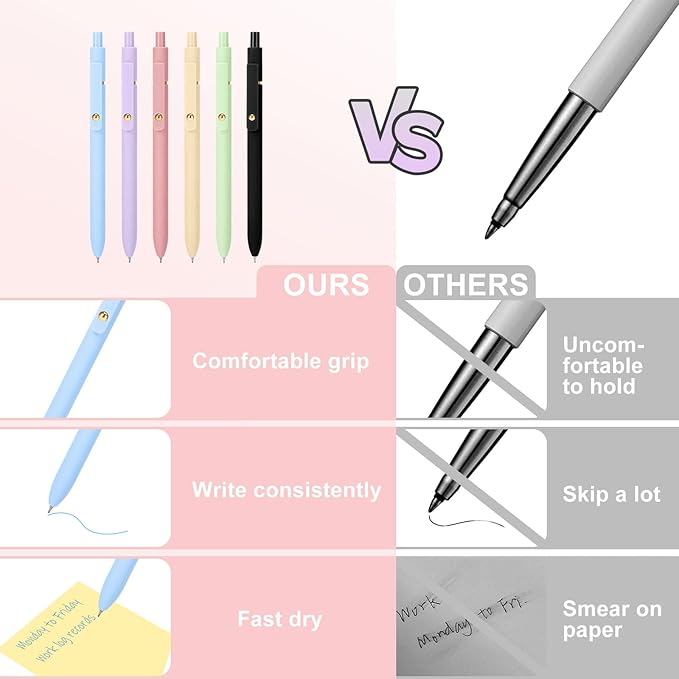 Ddaowanx Colored Gel Pens, 0.5mm Fine Point Retractable,Colorful Pens for Journaling, Teacher Must Haves,Teacher School Supplies, Gifts for Nurse Stockings Stuffers for Women(6Pcs-Aesthetic Colors)