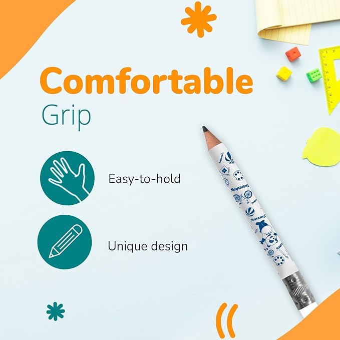 Channie's Extra Thick Kids Pencil Boxes for School Bulk - Easy-to-Hold Presharpened Jumbo Pencils for Preschoolers - Box of 30 Wood Pencils for School, Ideal for Classroom Prizes - White