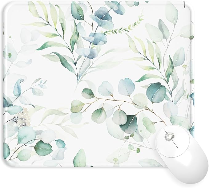 eulps Mouse Pad with Stitched Edge, Multiple Patterns Computer Mouse Pads with Non-Slip Rubber Base, Washable Cloth Mousepad, for Gaming, Laptop, PC (Leaves)