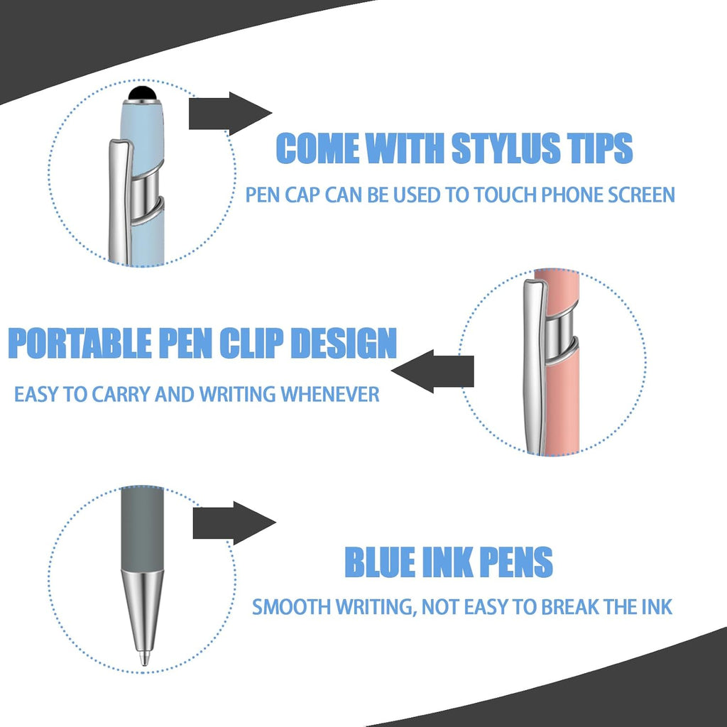 36 Pcs Blue Ink Ballpoint Pen with Stylus 2 in 1 Ballpoint Pen for Touch Screens School Office Coworkers (Moran)