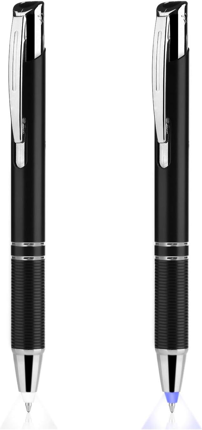 Penyeah Pen with Light, Flashlight LED Light Pen, Lighted Tip Pen for Nurses Writing in The Dark 2pack -Extra Batteries and Refills Included - White+Blue