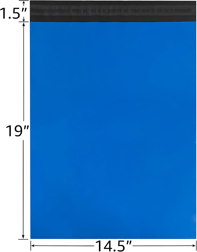 Colored Poly Mailers Pack of: Be creative with your packaging with Colored mailers (Blue, 14.5" x 19" pack of 500)