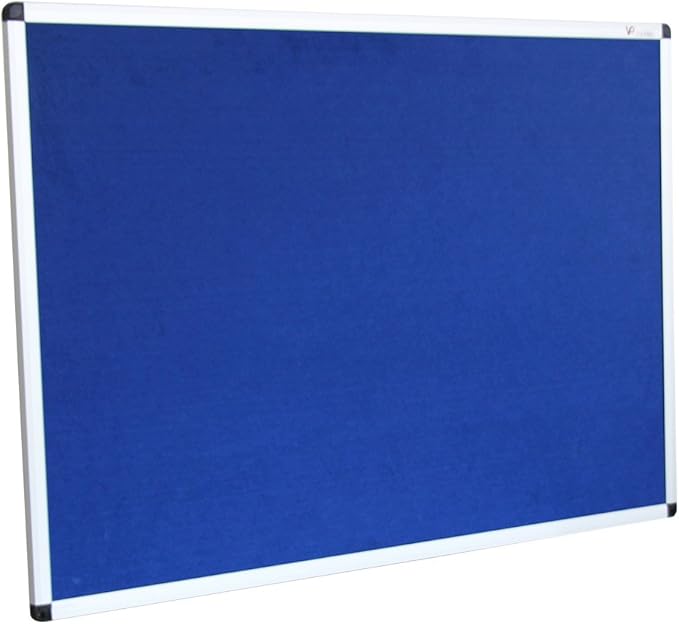 VIZ-PRO Notice Board Felt Blue, 48 X 36 Inches, Silver Aluminium Frame