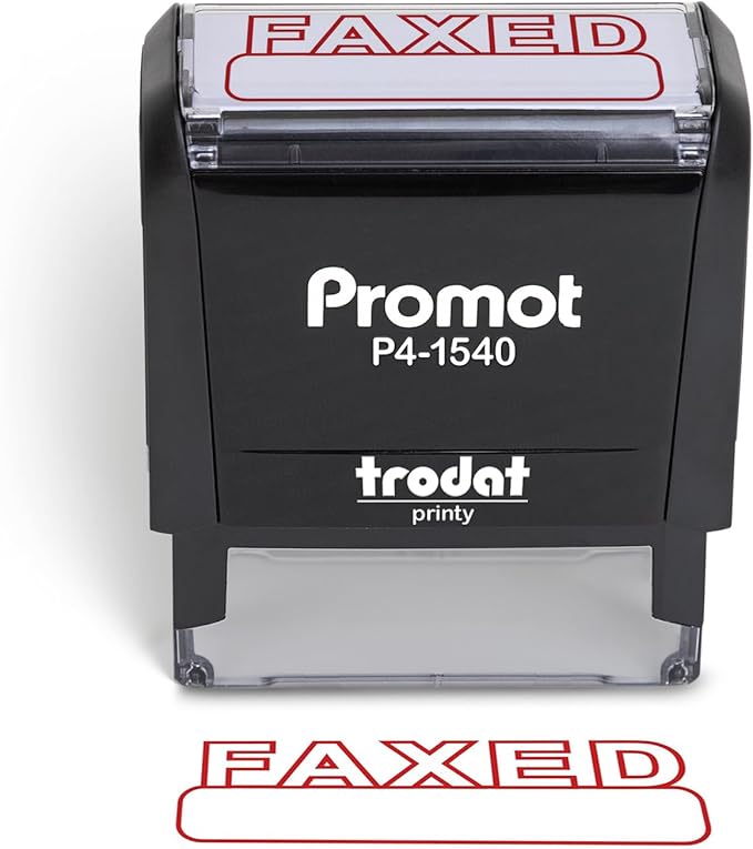 Promot Faxed Self Inking Rubber Stamp - Refillable Faxed Stamper - Business, Bookkeeping, Ordering, Accounting, Work, Office Stamps - Red Ink