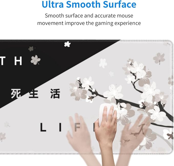 Extended Gaming Mouse Pad, Large Gaming Mouse Waterproof with Stitched Edges, Non-Slip Desktop Pad for Home and Office, Level Up Your 31.5x11.8 Inch… (Black and White Life)