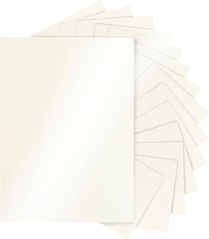 28 Sheets Shimmer Beige Cardstock 8.5 x 11 Off White Paper, 250gsm/92lb Ivory Card Stock Printer Paper for DIY Cards Making, Business Cards, Wedding, Invitations, School Crafting, Menus