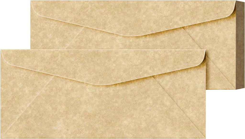 Elegant Aged Parchment #10 Business Envelopes – Great for Invitations, Greetings, Holiday, Office, Invoices, Letters, Mailings | 4 1/8 x 9 1/2 Inches | 50 Per Pack