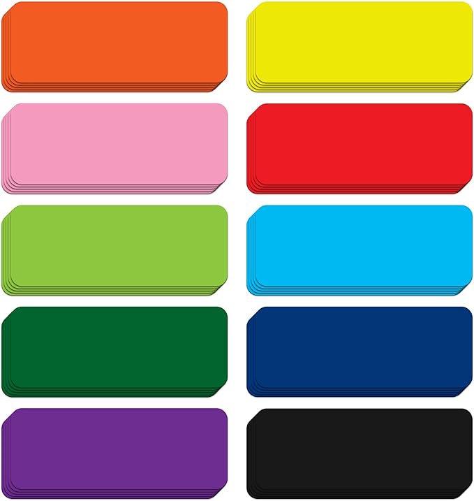 Dry Erase Magnetic Labels 60 Pcs Colorful Magnets - 3.2x1.2inches, Best for Classroom, Home, Kitchen, Office & Craft – Reusable Magnetic Dry Erase Labels with Strong Adhesion in 10 Colors