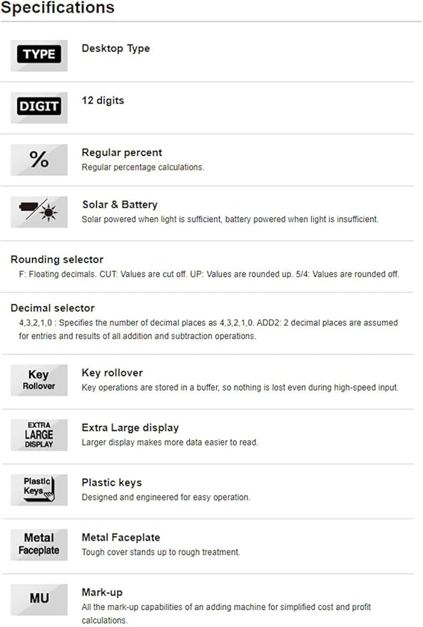 Casio GX-120B Electronic Desktop Calculator with 12-Digit Extra Large Display (6.9×5.1 in)