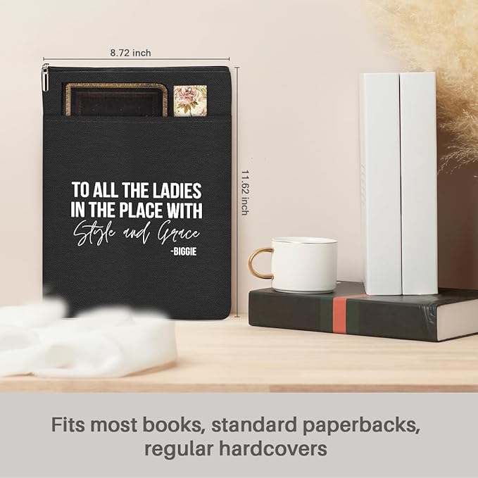 Book Themed Gifts Waterproof Book Sleeve Book Pouch Feminism Equality Rights Reading Gifts for Women Coworker Book Covers for Paperbacks Book Accessories Book Protector with Zipper and Front Pocket