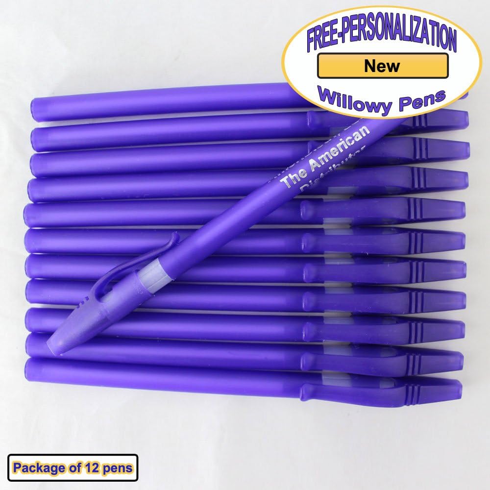 ezpencils - Personalized - Solid Purple Colored body with a white Silicone Gripper - Willowy Pens - Free Personalization