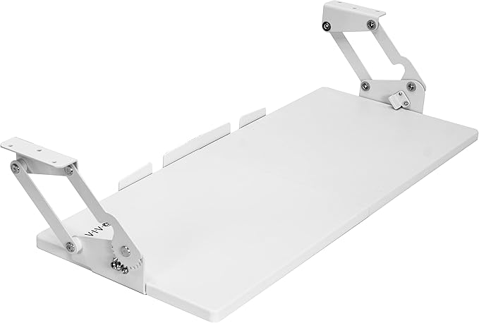 VIVO Large Under Desk 27 x 11 inch Computer Keyboard and Mouse Tray with Swinging Height Adjustment, 12 Settings, Platform Drawer for Typing, White, MOUNT-KB08SW