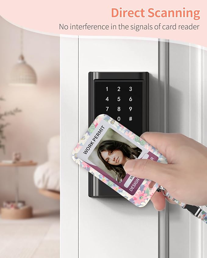 Uniclife Floral Sliding Badge Holder Wild Flower Plastic Case with Retractable Badge Reel Carabiner Clip & Detachable Lanyard Strap Fashionable Vertical Card Protector for Women Teacher Student