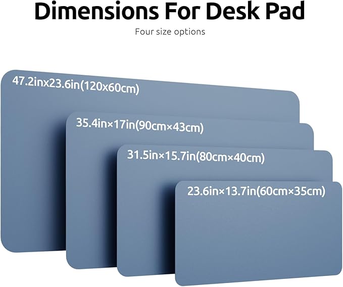 YSAGi Leather Desk Protector, Office Mat, Large Mouse Mat, Non-Slip PU Leather Blotter, Laptop Desk Pad, Waterproof Writing Pad for Office and Home (Blue, 35.4" x 17")