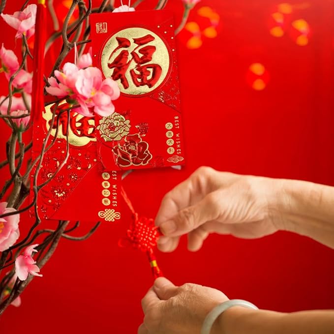 Red Envelopes Chinese, 72 Pcs Chinese New Year Red Envelopes 2025 Snake, Lunar New Year Envelopes, Good Fortune Red Pocket, Hong Bao, Chinese Luck Money Envelopes for Wedding Birthday Spring Festival