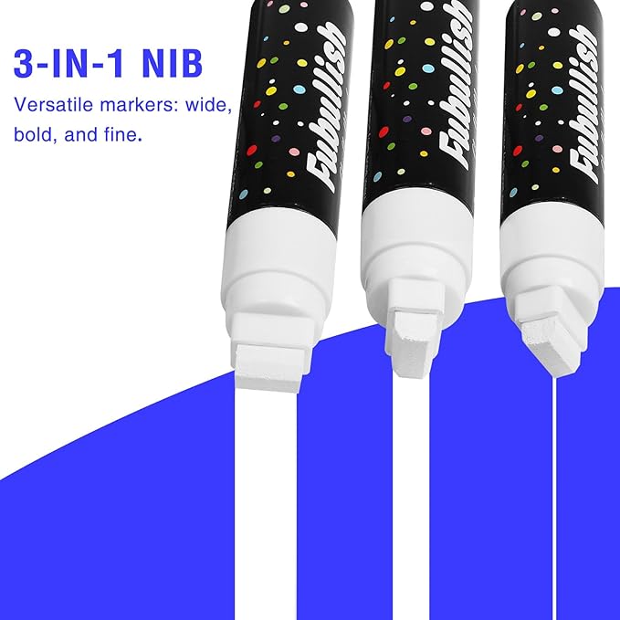 Windows Markers for Car 5 Pack Washable Glass Pen 15mm Jumbo White Paint Liquid Chalk Markers for Auto Chalkboard Blackboard Bistro Menus and Any Non-Porous Surface