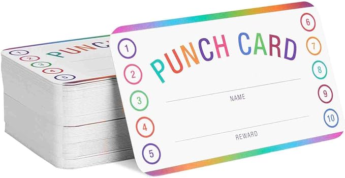 Teacher Punch Cards 200 Pack (3.5 x 2 inch) - Incentive Behavior Reward Card for Students