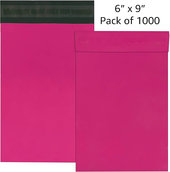 Colored Poly Mailers Pack of: Be creative with your packaging with Colored mailers (Pink, 6" x 9" pack of 1000)