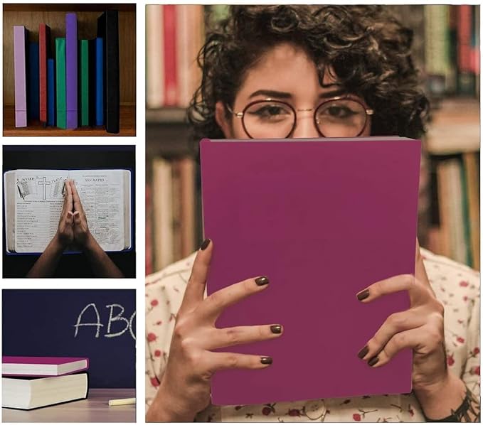 2 Pack Stretchable Book Sleeve Covers, for Paperbacks Hardcover Textbooks up to 9" x 12", Office Supplies with Free Sticker Labels (2 Pack, Grey)