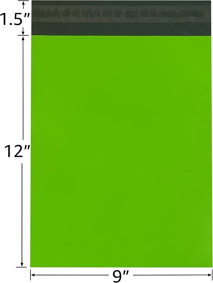 Colored Poly Mailers Pack of: Be creative with your packaging with Colored mailers (Green, 9" x 12" pack of 1000)