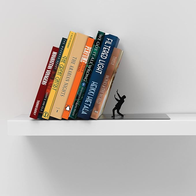 Artori Design Book Ends to Hold Books Heavy Duty - Hidden Metal Bookends for Shelves Desk or countertop - Bookend Book Holder for Home Decorative - Gift for Book Lovers and Home Decor (Falling)