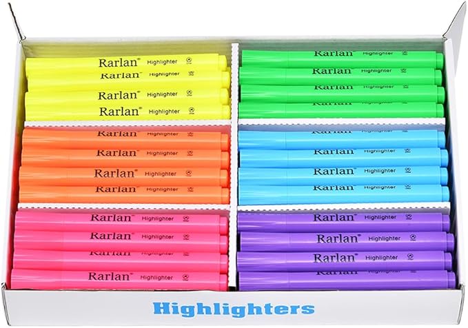 Highlighters, Chisel Tip, Assorted Fluorescent, 72 Count Bulk Pack