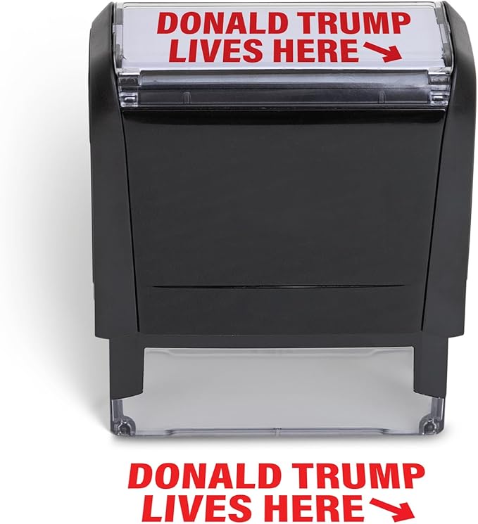 Donald Trump Lives Here Stamp - Self Inking Custom Stamp for Trump 2024 Merchandise, Office Supplies, Election Party Decorations, Fun Novelty Stamp