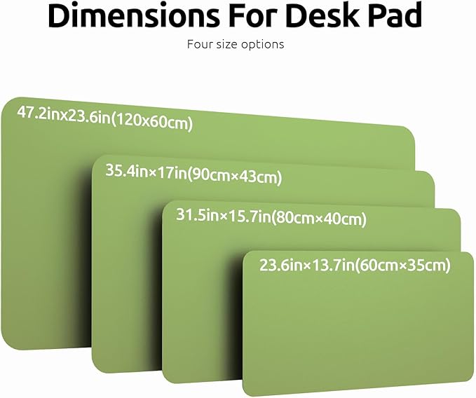 YSAGi Leather Desk Protector, Office Mat, Large Mouse Mat, Non-Slip PU Leather Blotter, Laptop Desk Pad, Waterproof Writing Pad for Office and Home (Leaf Green, 47.2" x 23.6")