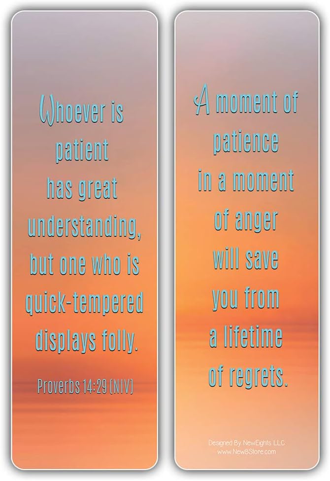 NewEights Famous Verses and Quotes on Patience Bookmarks (12-Pack) – Daily Motivational Card Set – Epic Collection Set Book Page Clippers – Cool Gifts for Men, Women – Bible Verses Sayings