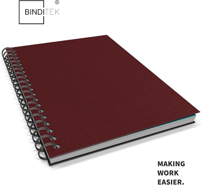 Binditek 25 Pack 12 Mil Sand-Textured Polycover - Plastic Binding Cover for Business Reports and Proposals - Lightly Textured Sand Finish - Square Corners, Un-Punched, Maroon Color, Office Supplies