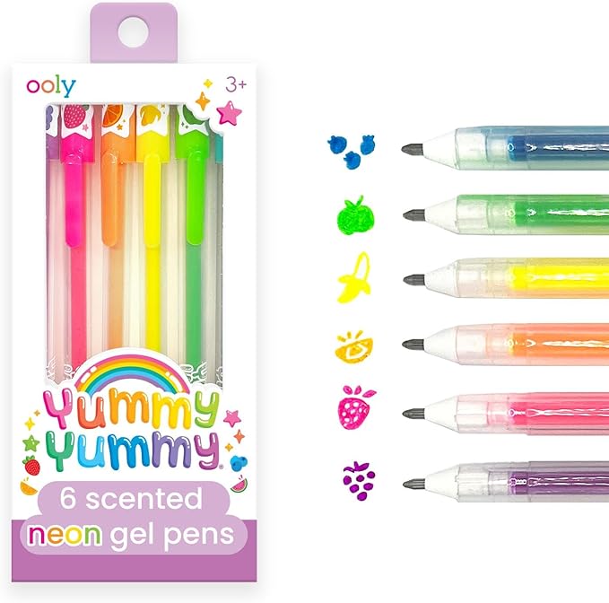 Ooly Yummy Yummy Scented Gel Pen Bundle of 24, Easter Activities for Kids, Includes 12 Glitter, Neon & 6 Metallic Gel Pens, Fun Pens for Kids School Supplies
