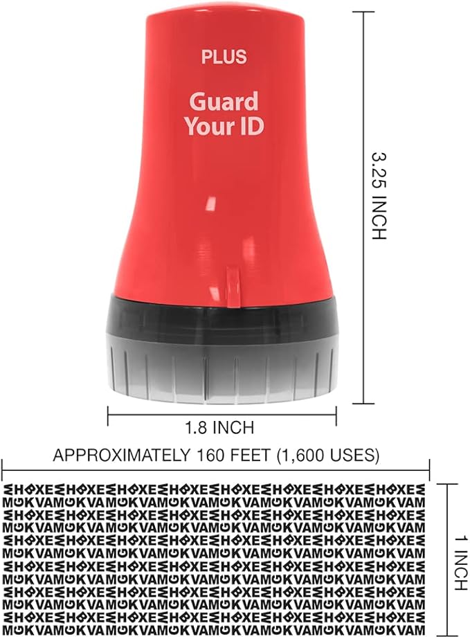 Wide Advanced Roller by Guard Your ID for Identity Theft Protection Roller Stamp, As Seen on TV (Wide 3-Pack) (Mixed Color: Turquoise, Black, Red, Wide)