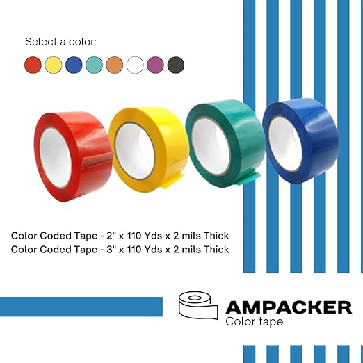 Heavy Duty Packaging Color Tape for Shipping,Packing and Moving 2" Wide x 2.0 Mil Thick -110 Yrd Roll -Acrylic Adhesive Tape for Box Sealing. (1 Roll, Black, 2" Wide x 110 yds).