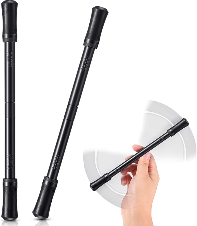Outus 2 Pieces Spinning Pen Rolling Finger Rotating Gaming Trick Pen Mod with Tutorial No Refill Stress Releasing Brain Training Toys for Adults Office Supplies(Black)