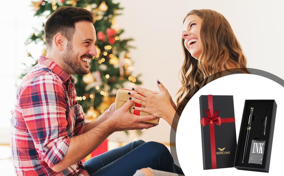 Cheericome Fountain Pen - Luxury Fountain pen set for Men & Women - Ink Pen for Smooth Writing - Fountain Pen Fine Nib，Includes 10 Ink Cartridges and Ink Refill Converter - Silver