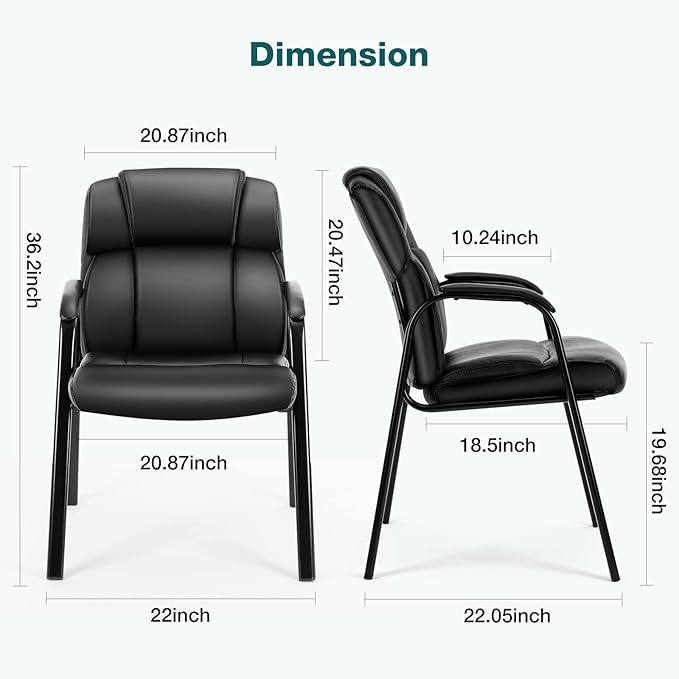 OLIXIS Waiting Room Reception Chairs Set of 4, Leather Office Desk Guest Stationary Side Chair with Padded Arms for Home Conference Lobby Area Meeting Church Medical Clinic Elderly Student