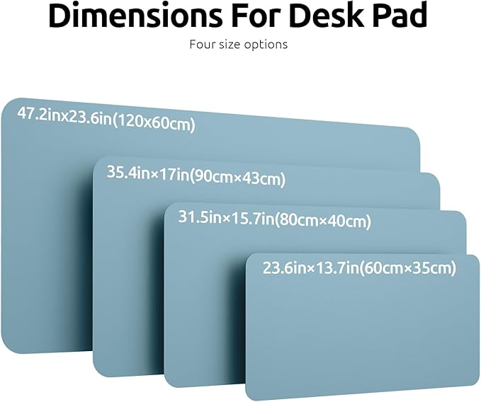 YSAGi Leather Desk Protector, Office Mat, Large Mouse Mat, Non-Slip PU Leather Blotter, Laptop Pad, Waterproof Writing Pad for Office and Home (Ice Blue, 35.4" x 17")